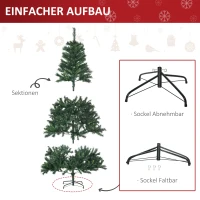 HOMCOM Künstlicher Weihnachtsbaum 180 cm künstlich Tannenbaum mit LED Beleuchtung, Kugeln, Christbaum mit 745 Spitzen, Weihnachtsdeko inkl. Metallständer für Drinnen(m-6)