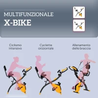 HOMCOM Cyclette Pieghevole con Resistenza Magnetica 8 Livelli, Sensore di Frequenza Cardiaca, Volano 2.5kg, Giallo(m-8)