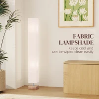 HOMCOM Floor Lamp, 120cm Standing Lamp with Linen Lampshade, Standard Light with Pine Wood Base for Living Room, Bedroom (Bulbs Not Included)(m-4)