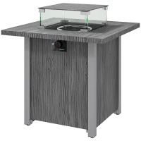 Outsunny 50,000 BTU Gas Fire Pit Table, with Cover - Dark Grey(m-11)