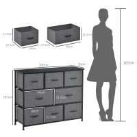 HOMCOM Chest of Drawers with 8 Foldable Drawers, 3-Tier Fabric Bedroom Dresser, Clothes Storage Unit for Bedroom Living Room, Dark Grey(m-3)