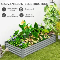 Outsunny 180 x 90cm Galvanised Steel Open Planter - Silver(m-5)