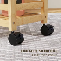 HOMCOM Servierwagen, 3 Etagen, Lamellenböden, Herausfallschutz, Bambus, 55 x 20 x 75 cm(m-6)