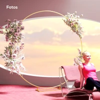 Outsunny Arco de Jardim de Metal Redondo Arco de Decoração com Revestimento em Pó para Plantas Trepadoras Flores Decoração 230x28x234 cm Dourado(m-9)