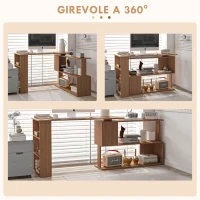 HOMCOM Scrivania Computer PC Angolare con Design a L Girevole a 5 Ripiani per Casa e Ufficio, Tavolo da Pranzo in Legno, 120x110x74.5 cm(m-5)