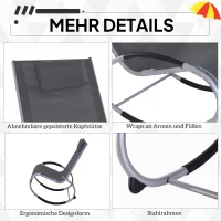 Outsunny Schaukelstuhl Schaukelliege Gartenliege Schwungliege mit Kopfkissen wetterfest Aluminium + Texteline Schwarz  bis 120 kg 117 x 62 x 91 cm(m-6)