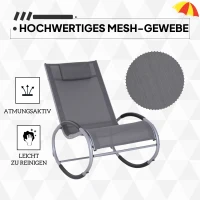 Outsunny Schaukelstuhl Schaukelliege Gartenliege Schwungliege mit Kopfkissen wetterfest Aluminium + Texteline Schwarz  bis 120 kg 117 x 62 x 91 cm(m-5)