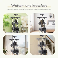 PawHut Kratzbaum mit Katzenhöhle Leiter  XXL Katzenbaum Kletterbaum Kletterbaum für Katzen Mehrstufiges Multiaktivitätszentrum Plüsch Grau 49 x 49 x 173 cm(m-7)