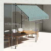 Outsunny Tenda da Sole 2x1.2 m con Supporti Regolabili e Manovella, in Alluminio, Metallo e Poliestere, Verde e Bianco(m-3)