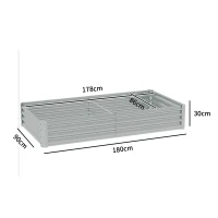 Outsunny 180 x 90cm Galvanised Steel Open Planter - Silver(m-3)