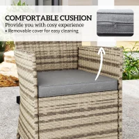 Outsunny Five-Piece Rattan Garden Set, with Two-Tier Table - Grey(m-6)