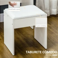 HOMCOM Tocador de Maquillaje con Taburete y Espejo de Estilo Moderno con 4 Cajones 4 Compartimientos 80x38x143 cm Blanco(m-6)