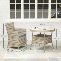 Outsunny Five-Piece Rattan Garden Set, with Two-Tier Table - Grey(m-3)