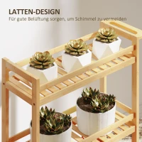 HOMCOM Servierwagen, 3 Etagen, Lamellenböden, Herausfallschutz, Bambus, 55 x 20 x 75 cm(m-5)