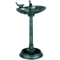 Outsunny 81cm Tall Bird Bath with 2 Decorative Birds, Vintage Style Birdbath with Flower Planter Base, Bird Bath Bowl for Garden, Green(m-1)