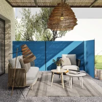 Outsunny 4 Pole Camping Windbreaks, Beach Wind Shield Shelter with Carry Bag and Steel Poles, Outdoor Caravan Privacy Shield, 540cm x 150cm, Blue(m-7)