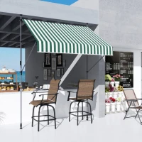 Outsunny Tenda da Sole 2x1.2 m con Supporti Regolabili e Manovella, in Alluminio, Metallo e Poliestere, Verde e Bianco(m-8)