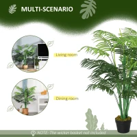 Outsunny 125cm/4FT Artificial Palm Plant Decorative Tree with Nursery Pot, Fake Plastic Indoor Home Office Décor, Green(m-4)