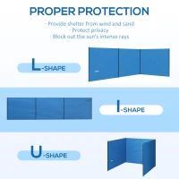 Outsunny 4 Pole Camping Windbreaks, Beach Wind Shield Shelter with Carry Bag and Steel Poles, Outdoor Caravan Privacy Shield, 540cm x 150cm, Blue(m-4)