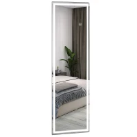 HOMCOM Dimming Full Length Mirror, 120 x 40cm Long Wall Mirror with 3 Colour LED, Smart Touch, Memory Function(m-11)