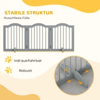 PawHut Absperrgitter Hund 3-teilig, 154,5 x 61 cm Faltbar Hundegitter mit Tür, 2 Stützfüßen Hellgrau(m-7)