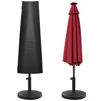 Outsunny Funda para Sombrilla de Jardín Impermeable de Tela Oxford 300D con Cremallera y Varilla de Soporte 240x48/70 cm Negro(m-10)