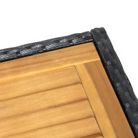 Outsunny Gartenmöbel-Set 6 Personen großer rechteckiger Esstisch + 6 Stühle & waschbare Kissen aus Stahl, PE-Rattan, Akazienholz Schwarz und Beige(m-8)