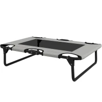 PawHut Erhöhtes Hundebett klappbar Haustierbett, Outdoor Hundeliege mit Netzdesign Hellgrau Oxford 75 x 51 x 18 cm(m-1)