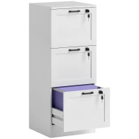 HOMCOM 3-Drawer Filing Cabinet with Lock - White(m-1)