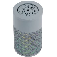 Outsunny 30 cm Tall Garden Waterfall Fountain with LED Lights and Pump, Garden Water Feature Water Fountain with Adjustable Flow and Cut-out Design for Indoor and Outdoor Decor, Light Grey(m-11)