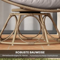 Outsunny Papasansessel Rattan 360° drehbar Korbsessel mit Sitzkissen runder Outdoor(m-6)