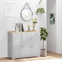 HOMCOM Aparador de Cocina Mueble Auxiliar de Almacenaje para Comedor Salón Estilo Moderno Antivuelco 101x40x85 cm Gris(m-2)