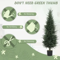 HOMCOM Set of Two Artificial Cypress Trees - Green(m-5)