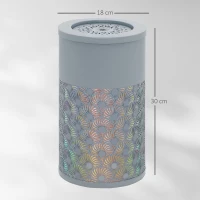 Outsunny 30 cm Tall Garden Waterfall Fountain with LED Lights and Pump, Garden Water Feature Water Fountain with Adjustable Flow and Cut-out Design for Indoor and Outdoor Decor, Light Grey(m-3)