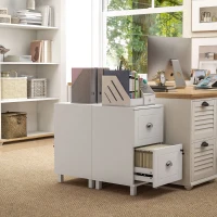 HOMCOM Archivador con Cerradura y 2 Cajones Barras Ajustables para Carpetas A4 y Carta Diseño Compacto 40x41,5x67,5 cm Blanco(m-9)