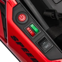 HOMCOM Go-Kart für Kinder, Elektro-Kart mit Hupe und Musikfunktion, verstellbarer Sitz, bis 12 km/h, Kunststoff, Metall, Rot(m-9)