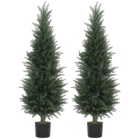 HOMCOM Set of Two Artificial Cypress Trees - Green