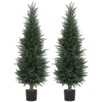 HOMCOM Set of Two Artificial Cypress Trees - Green(m-1)