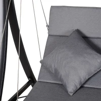 Outsunny Dondolo da Giardino 3 Posti con Tettuccio Parasole Regolabile e 3 Cuscini, Dondolo da Esterno con Seduta Traspirante in Texteline e Metallo, Portata Fino a 270 kg, 198x118x168 cm, Grigio(m-9)