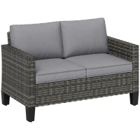 Outsunny Two-Seater Rattan Outdoor Sofa - Dark Grey(m-1)
