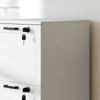 HOMCOM 3-Drawer Filing Cabinet with Lock - White(m-9)