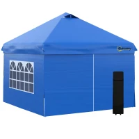 Outsunny Tonnelle pop-up tente de jardin barnum 3x3 m avec 4 parois latérales amovibles bleu(m-11)