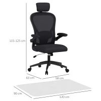 HOMCOM Conjunto de Oficina Incluye 1 Silla de Oficina de Malla Negro y 1 Alfombra Protectora 90x120 cm(m-3)