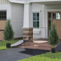 HOMCOM Artificial Plants Outdoor, 90 cm Fake Cypress Tree with Plastic Pots, UV-Resistant Faux Plants for Garden Front Porch Decoration, 2 Pack(m-9)