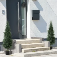 HOMCOM Set of Two Artificial Cypress Trees - Green(m-9)