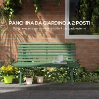Outsunny Panchina da Esterno in Alluminio a 2 Posti a Doghe, 123x67x79cm, Verde(m-4)