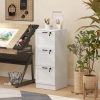 HOMCOM 3-Drawer Filing Cabinet with Lock - White(m-8)