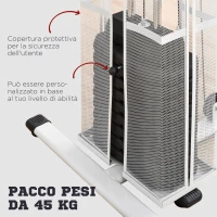 HOMCOM Stazione Fitness Multifunzione per Casa e Palestra con 4 Imbottiture, in Acciaio e PU, 150x110x210 cm, Bianco(m-5)