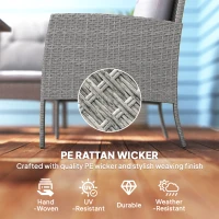 Outsunny 5 Seater Rattan Garden Furniture Set, 2 Armchairs, 3-Seater Wicker Sofa, 2 Footstools and Glass Table, 6 Piece Patio Rattan furniture Sofa Sets with Cushions for Conservatory, Grey(m-4)