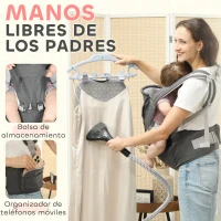 AIYAPLAY Mochila Portabebés de Recién Nacido hasta 36 Meses con Asiento Extraíble Cinturón Ajustable y Bolsillo Carga 15 kg Gris(m-5)